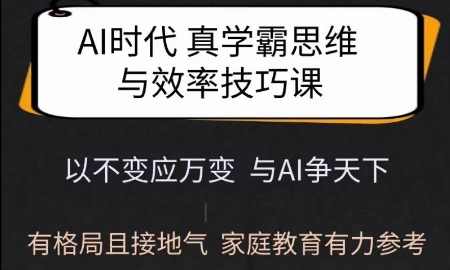 Ai时代真学霸思维与学习方法课，有格局且接地气，家庭教育有力参考，AI时代学霸思维与学习方法课，家庭教育实用指南