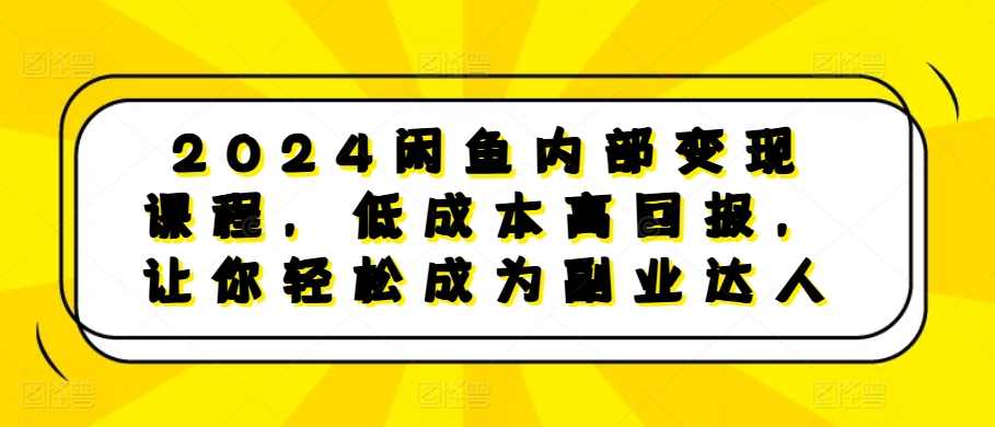 2024闲鱼内部变现课程，低成本高回报，让你轻松成为副业达人，闲鱼内变秘笈，低成本助你副业飞升,课程,成长,副业,第1张