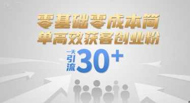 零基础零成本简单高效获客创业粉，一天引流30+智能引流利器，零成本零基础创业粉快速获客,第1张