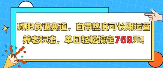 减肥食谱赛道，自带热度可长期运营，养老玩法，单日轻松搞定769【揭秘】健康减肥新赛道，养老玩法，单日轻松盈利769,第1张