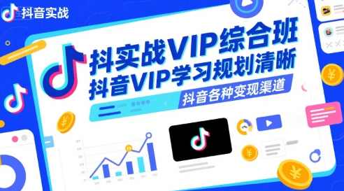 抖音实战VIP综合班，抖音VIP学习规划请晰抖音各种变现渠道，抖音实战达人进阶班，解锁抖音变现秘籍,学习,直播,影视,定位,小程序,视频制作,漫画,第1张
