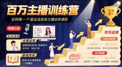 十一郎-百万主播训练营，全网第一个最实战系统主播培养课程，十一郎主播实战营，百万主播系统训练,课程,直播,团队,电商,脚本,电子商务,第1张