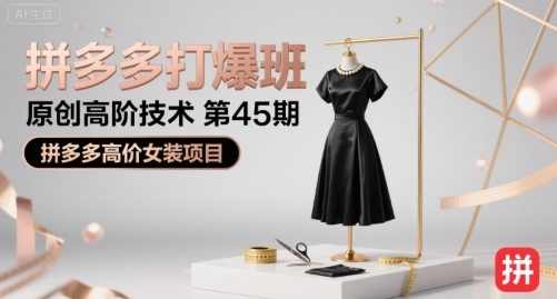 叮当会拼多多打爆班原创高阶技术第45期，拼多多高价女装项目，拼多多女装爆款打造技术高阶班，,目标,定位,第1张