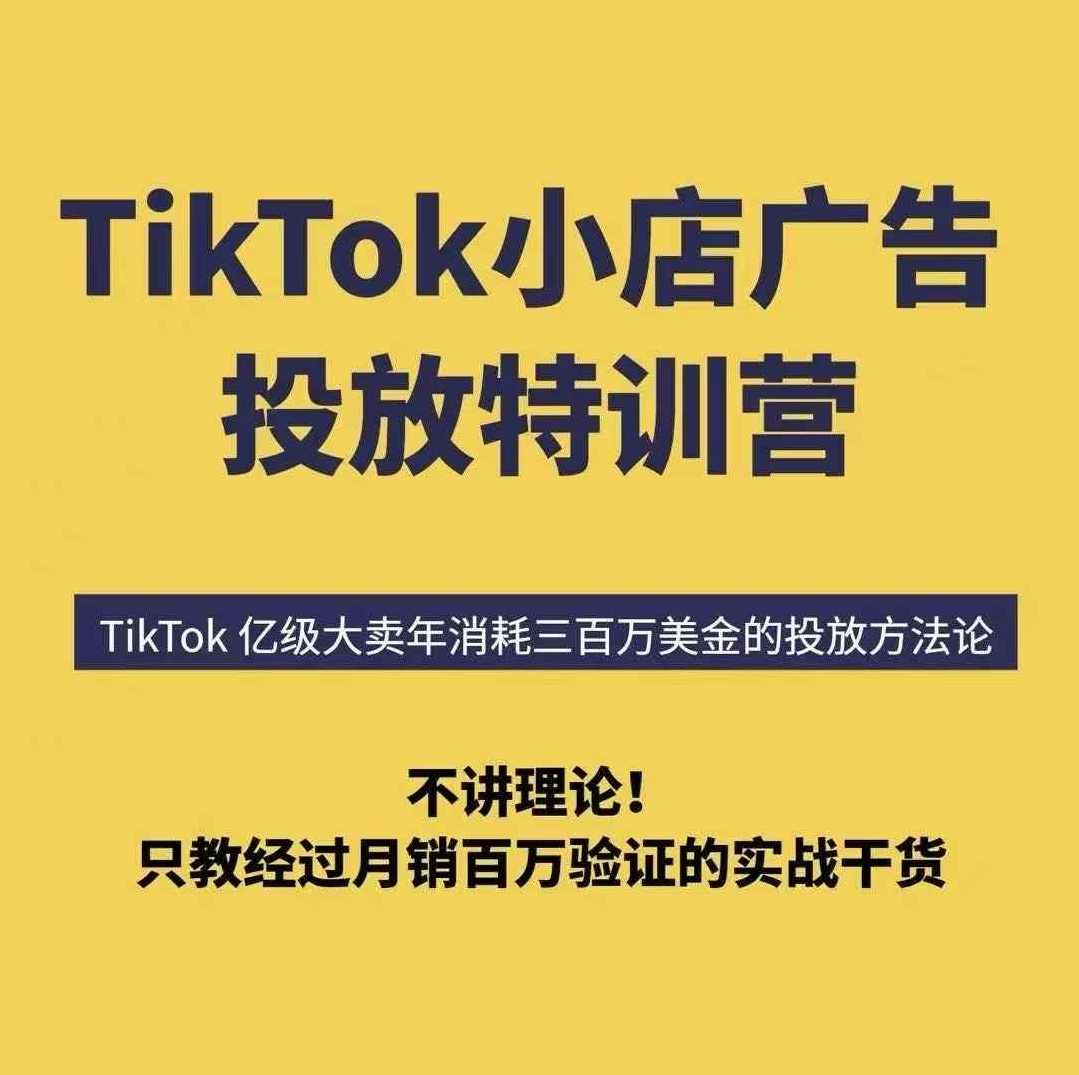 TikTok小店广告投放特训营，6天破局计划专治各种“投不动”，教你经过月销百万验证的实战干货，TikTok小店营销实战进阶营，6日破局，秘籍在手，月销百万秘笈,课程,学习,直播,目标,电商,电子商务,第1张