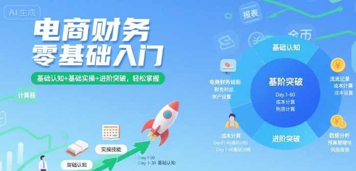 电商财务零基础入门，基础认知+基础实操+进阶突破，电商财务入门进阶宝典,课程,电商,电子商务,支付,金融,办公,收款,第1张