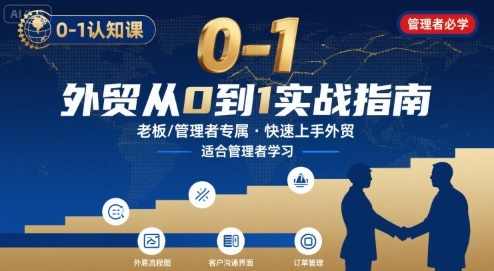 外贸如何快速0-1认知课-适合内贸转外贸的老板，管理者学习，内贸向外贸转型之道,课程,学习,管理,合作,收款,外贸,软件开发,第1张