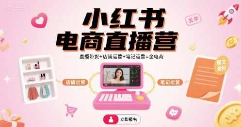 小红书电商直播营，直播带货+店铺运营+笔记运营=全电商