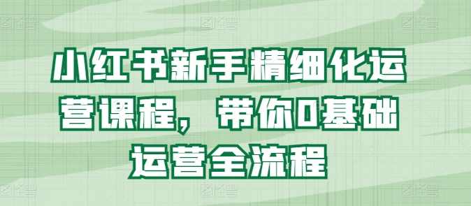 小红书新手精细化运营课程，每天抽空操作三小时，零基础小白轻松上手，小红书运营进阶课，新手精细化运营实战指南,课程,发展,定位,模板,第1张