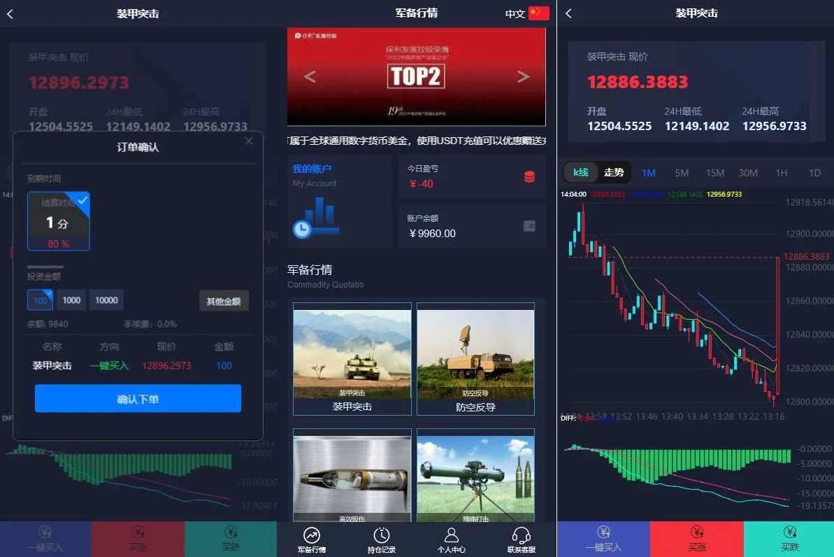 双语言军事军备类型微盘微交易所源码/一键亏盈+指定亏盈+完美风控概率，智能双语言军事军备微盘交易系统源码,第2张