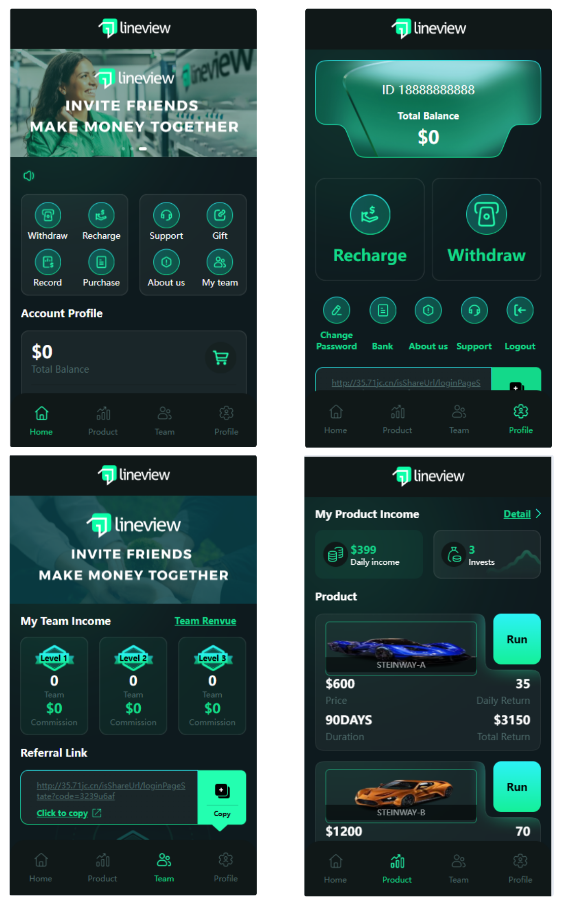 lineview海外汽车投资理财源码/前端html+后端PHP，智能海外汽车投资理财源码开发