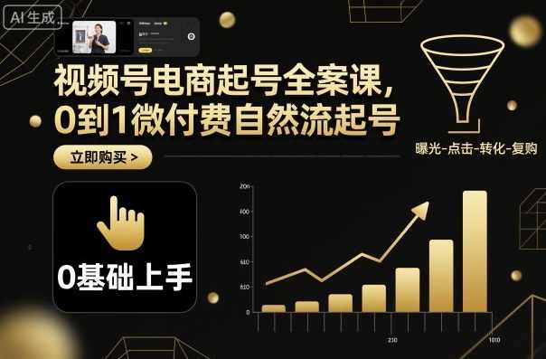 视频号电商起号全案课，0到1微付费自然流起号,课程,直播,电商,支付,第1张