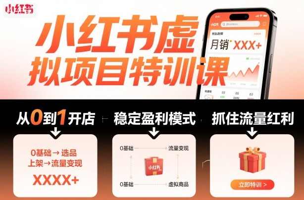 陆明明·小红书虚拟项目特训课，帮你从0到1打造稳定盈利的店铺，抓住流量红利（更新9月）