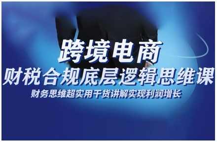 跨境电商财稅合规底层逻辑思维课，财务思维超实用于货讲解实现利润增长
