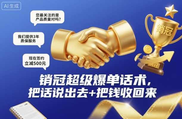 销冠超级爆单话术，把话说出去+把钱收回来
