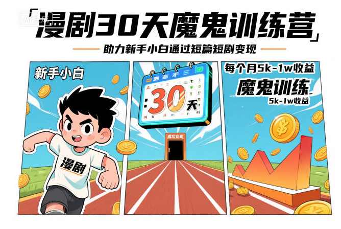 漫剧30天魔鬼训练营，助力新手小白通过短篇短剧变现,课程,直播,微信,第1张