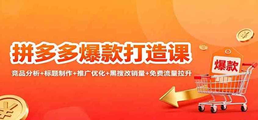 拼多多爆款打造课：竞品分析+标题制作+推广优化+黑搜改销量+免费流量拉升