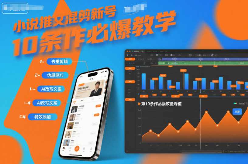 小说推文混剪新号10条必爆教学，伪原创10条作品必爆技巧