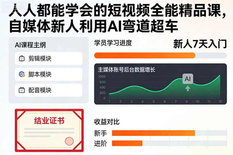 人人都能学会的短视频全能精品课，自媒体新人利用AI弯道超车,影视,创新,健身,视频制作,美女,养生,跳舞,第1张