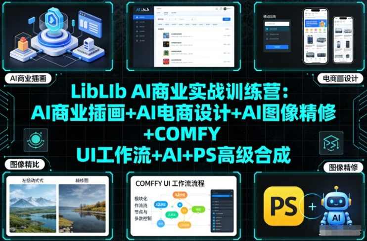 LibLIb AI商业实战训练营：AI商业插画+AI电商设计+AI图像精修+COMFY UI工作流+AI+PS高级合成