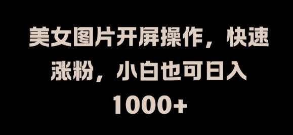 美女图片开屏操作，快速涨粉，小白也可日入1k【揭秘】