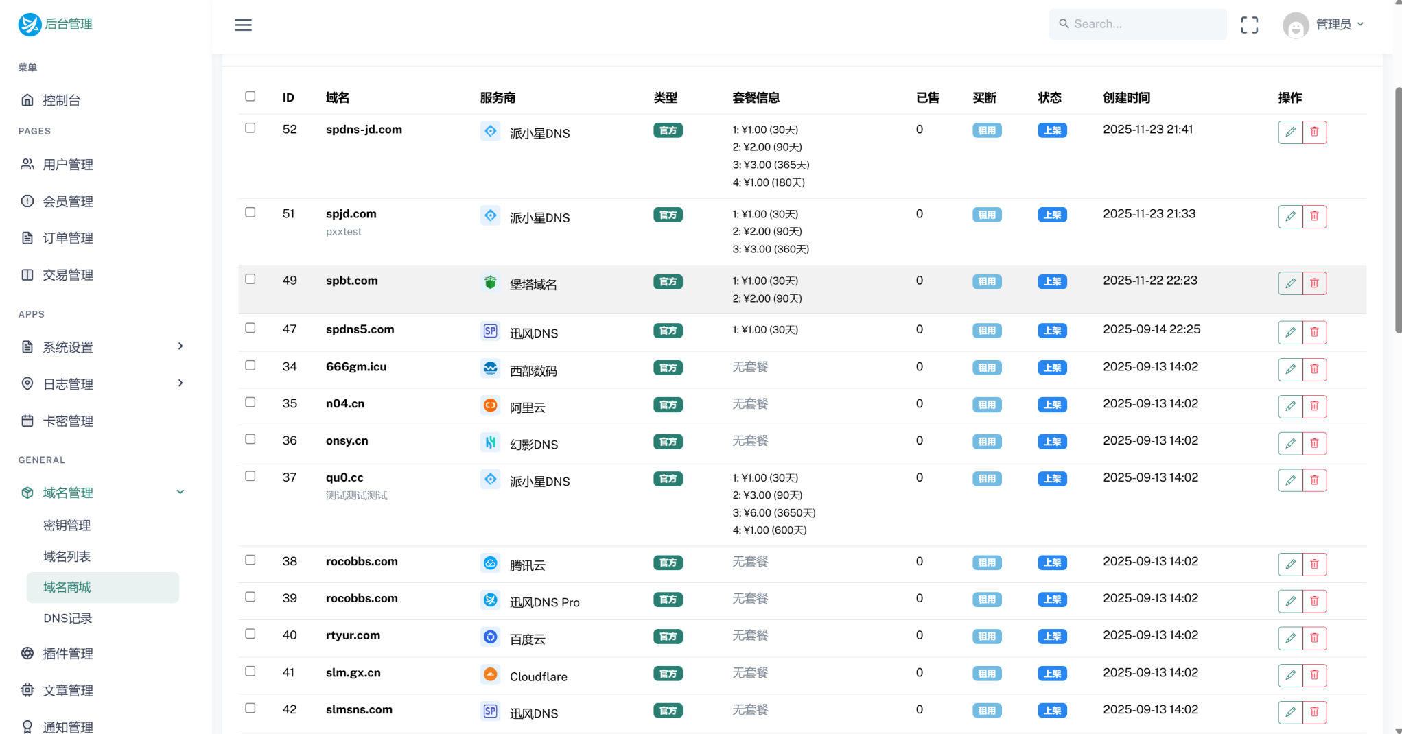 迅风DNS Pro二级域名分发V2.3.3系统源码,管理,支持,支付,第3张 迅风DNS Pro二级域名分发V2.3.3系统源码,管理,支持,支付,第3张